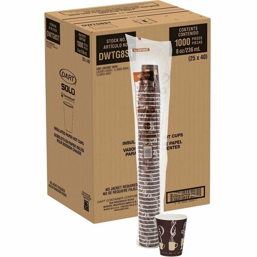 Solo SCCDWTG8STCT ThermoGuard 8 oz Double Walled Paper Hot Cups