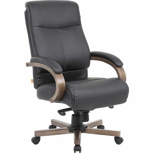 Lorell LLR69590 Executive High-Back Wood Finish Office Chair