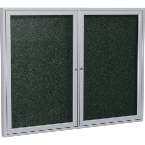 Ghent GHEPA23648VX183 2 Door Enclosed Vinyl Bulletin Board with Satin Frame