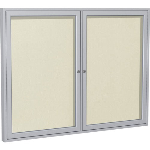 Ghent GHEPA23648VX185 2 Door Enclosed Vinyl Bulletin Board with Satin Frame
