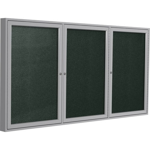 Ghent GHEPA34872VX183 3 Door Enclosed Vinyl Bulletin Board with Satin Frame