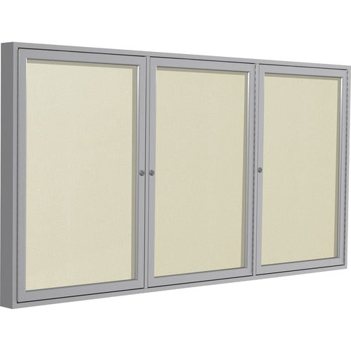 Ghent GHEPA34872VX185 3 Door Enclosed Vinyl Bulletin Board with Satin Frame