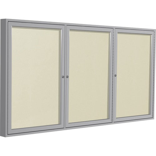 Ghent GHEPA34896VX185 3 Door Enclosed Vinyl Bulletin Board with Satin Frame