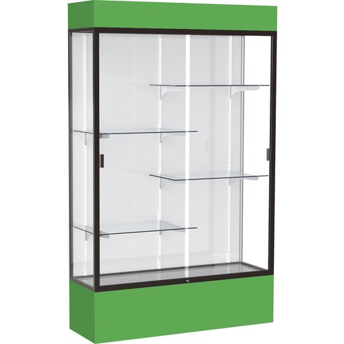 Waddell WAD3174WBBZKG Lighted Floor Case, White Back w/ Dark Bronze Frame & Colored Base