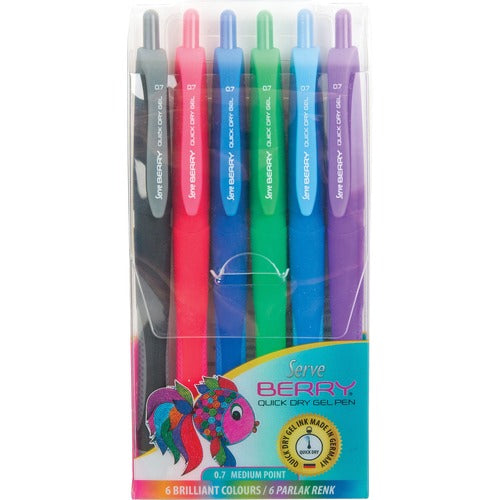 So-Mine SRVBRGEL07B6KRA Serve Berry Quick Dry Retract Gel Ink Pen