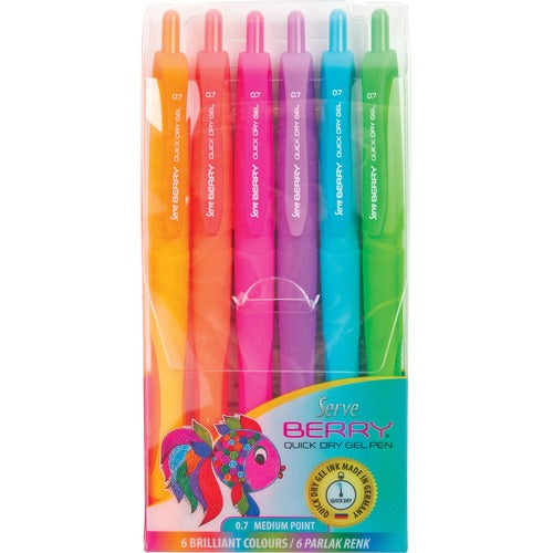 So-Mine SRVBRGEL07B6KRB Serve Berry Quick Dry Retract Gel Ink Pen