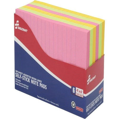 SKILCRAFT® NSN4181212 SKILCRAFT Lined Self-Stick Note Pads