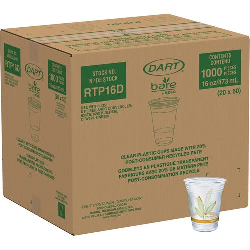 Solo SCCRTP16DBARECT Bare Eco-Forward 16 oz Cold Cups