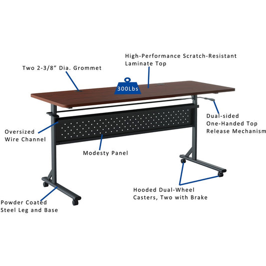 Lorell LLR60760 Shift 2.0 Flip and Nesting Mobile Table