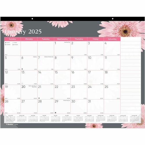 Brownline REDC193105 Monthly Floral Desk Pad