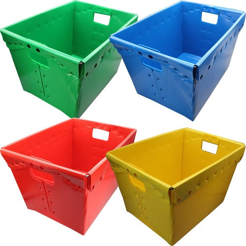 Flipside FLP40192 Primary Assorted Plastic Storage Postal Tote - 4 Pack