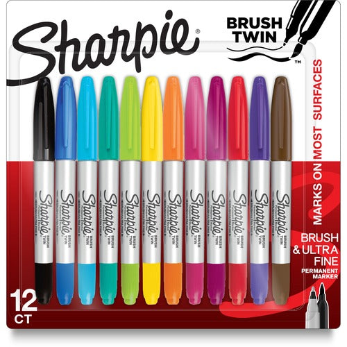 Sharpie SAN2168237 Brush Twin Permanent Markers