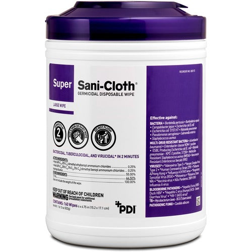 PDI PDIQ55172 Super Sani-Cloth Germicidal Disposable Wipe