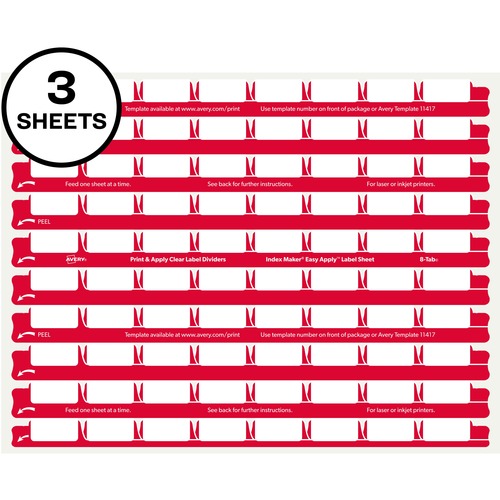 Avery® AVE11226 Avery® 8 Tab Easy Print & Apply Clear Label Sheet Refills (11226)