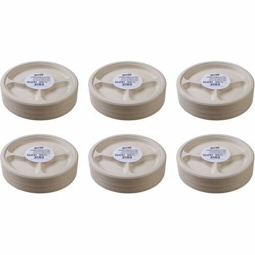 Genuine Joe GJO10231CT 10" 3-Compartment Compostable Plates
