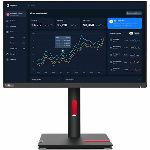 Lenovo LEN63B0MAT6US ThinkVision T22i-30 22" Class Full HD LED Monitor - 16:9 - Raven Black