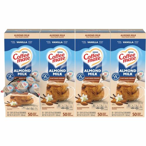 Coffee mate NES42258CT Almond Milk Vanilla Plant-Based Liquid Creamer Singles