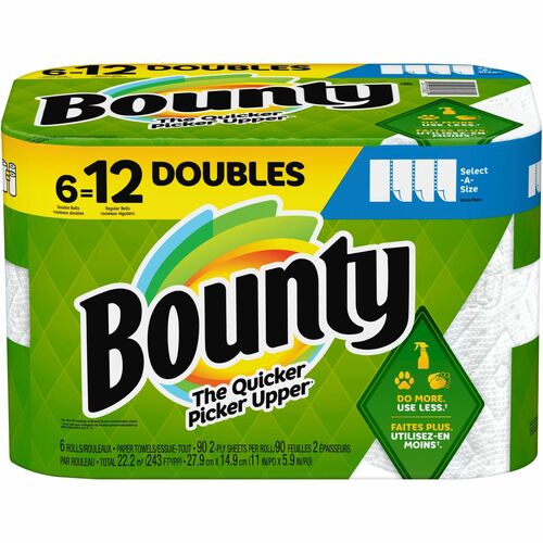 Bounty PGC05825 Select-A-Size Paper Towels - 6 Double Rolls = 12 Regular