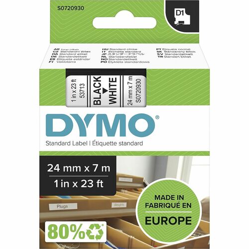 Dymo DYMS0720930 S0720930 D1 53713 Tape 24mm x 7m Black on White