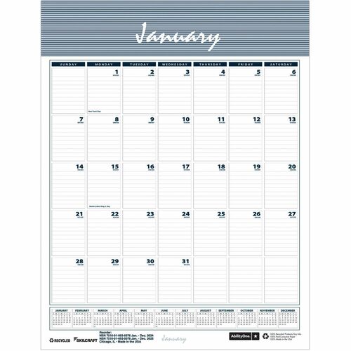 SKILCRAFT® NSN6935078 Wall Calendar