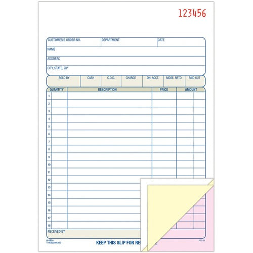 Adams ABFTC5805 Carbonless 3-part Sales Order Books