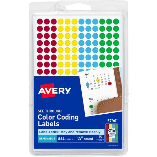Avery® AVE05796 Avery® Assorted Removable See-Through Color Dots