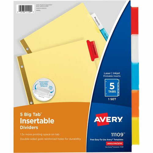 Avery® AVE11109 Avery® Big Tab Insertable Dividers - Reinforced Gold Edge