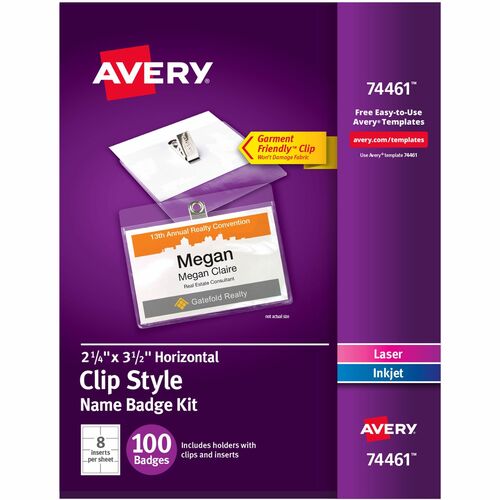 Avery® AVE74461 Clip-Style Name Badges