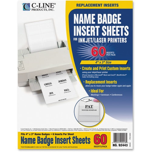 C-Line CLI92443 Laser/Inkjet Badge Insert Refills