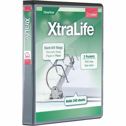 Cardinal® CRD26301 Xtralife ClearVue Locking Slant-D Binder