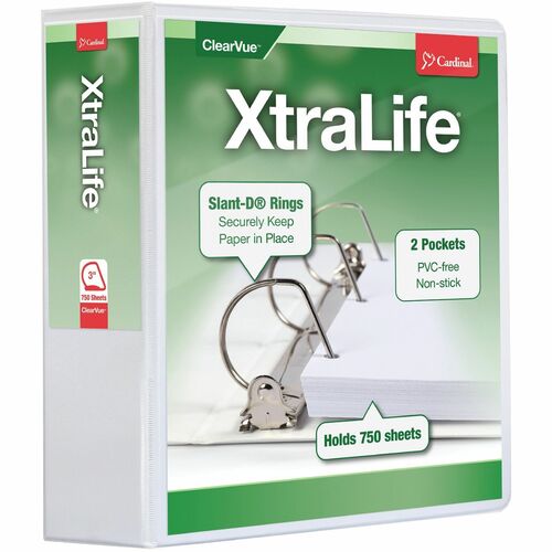 Cardinal® CRD26330 Xtralife ClearVue Locking Slant-D Binder