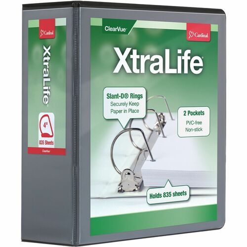 Cardinal® CRD26341 Xtralife ClearVue Locking Slant-D Binder