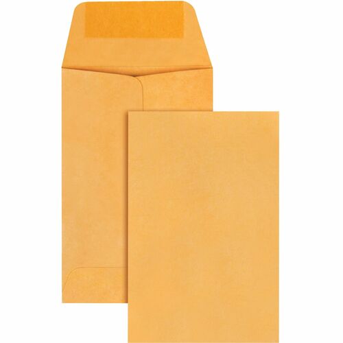 Quality Park QUA50160 Coin Envelope - Coin - #1 - 2.25" Width X 3.50" Length - 20 Lb - Gummed - 500 / Box - Brown Kraft