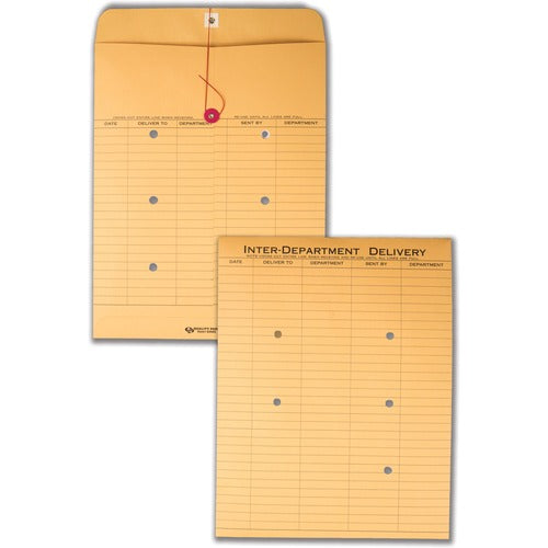 Quality Park QUA63560 Standard Style Inter-Department Envelope - Interoffice - 10" Width X 13" Length - 28 Lb - String/Button - Kraft - 100 / Box - Brown Kraft