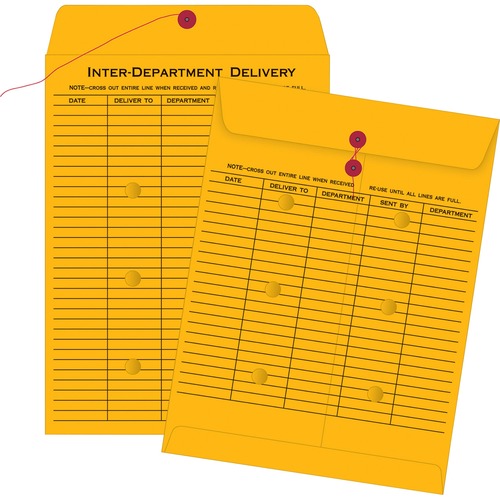 Quality Park QUA63561 Standard Style Inter-Department Envelope - Interoffice - 10" Width X 13" Length - 32 Lb - String/Button - Kraft - 100 / Box - Kraft