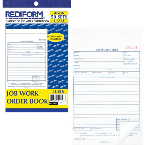Rediform RED4L456 2-part Job Work Order Book