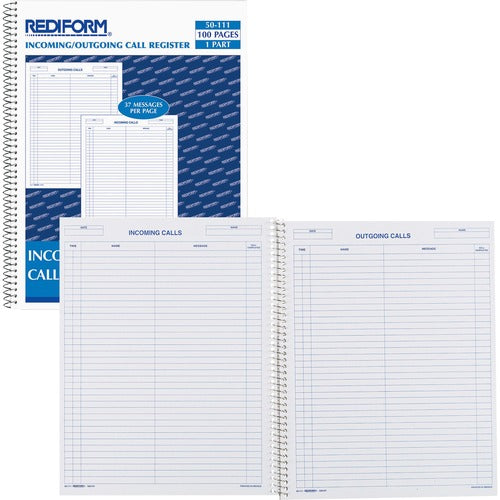 Rediform RED50111 Incoming/Outgoing Call Register Book