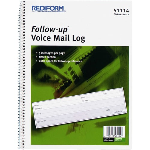 Rediform RED51114 Follow-Up Voice Mail Log Book