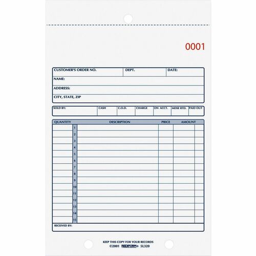 Rediform RED5L320 2-Part Carbonless Sales Forms