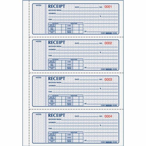 Rediform RED8L808 3-part Carbonless Money Receipt Book
