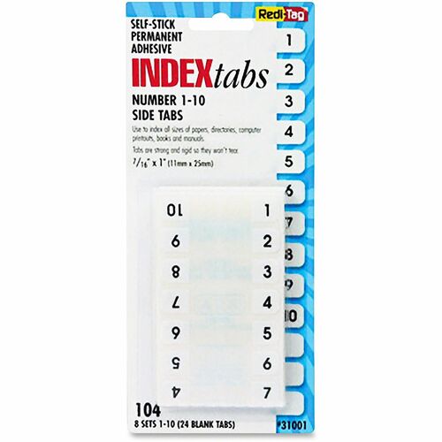 Redi-Tag RTG31001 Permanent Numbered Tab Indexes