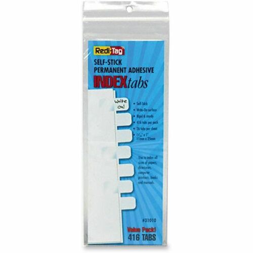 Redi-Tag RTG31010 Permanent Stick Write-On Index Tabs