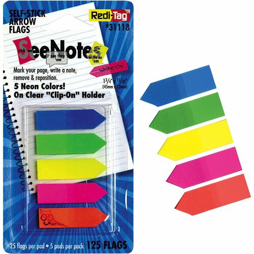 Redi-Tag RTG31118 Plain Write-on Arrow Flags in Holder