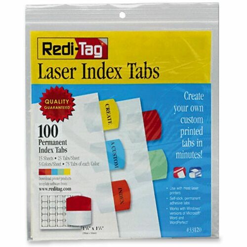Redi-Tag RTG33120 Laser Printable Index Tabs