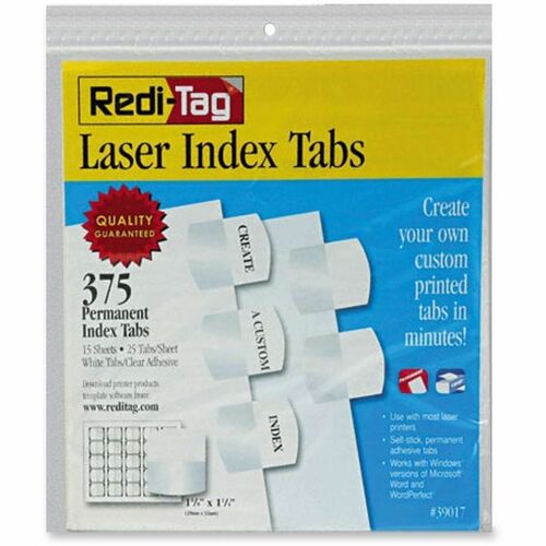Redi-Tag RTG39017 Laser Printable Index Tabs