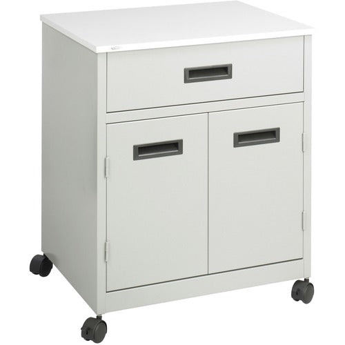 Safco SAF1870GR 1870Gr Printer Stand - 200 Lb Load Capacity - 2 X Shelf(Ves) - Hinged Door - 29.8" Height X 25" Width X 20" Depth - Floor - Laminate, Powder Coated - Steel - Gray