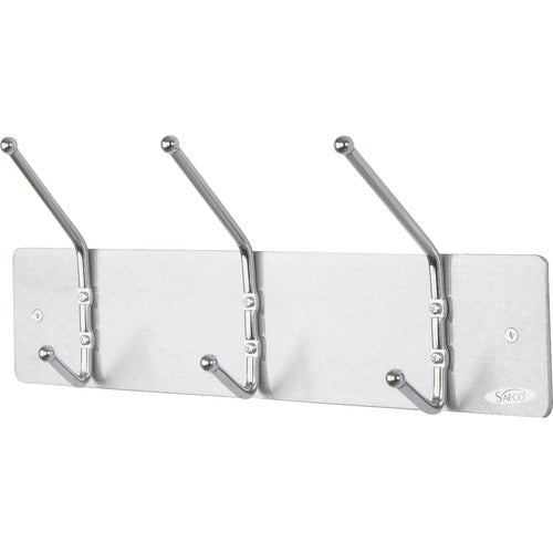 Safco SAF4161 Contemporary Garment Hook - 3 Hooks - 10 Lb (4.54 Kg) Capacity - For Garment - Steel, Metal - Silver - 1 Each