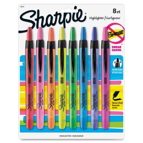 Sharpie SAN28101 Smear Guard Retractable Highlighters