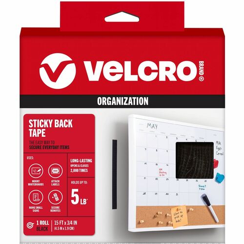 VELCRO® VEK90081 Sticky Back 15ft x 3/4in Roll Black