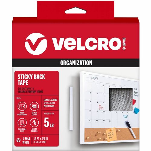 VELCRO® VEK90082 Sticky Back 15ft x 3/4in Roll White